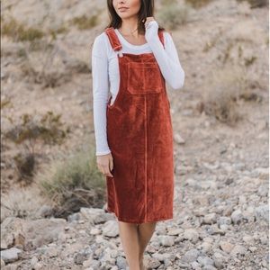 Velvet Corduroy Overall Dress